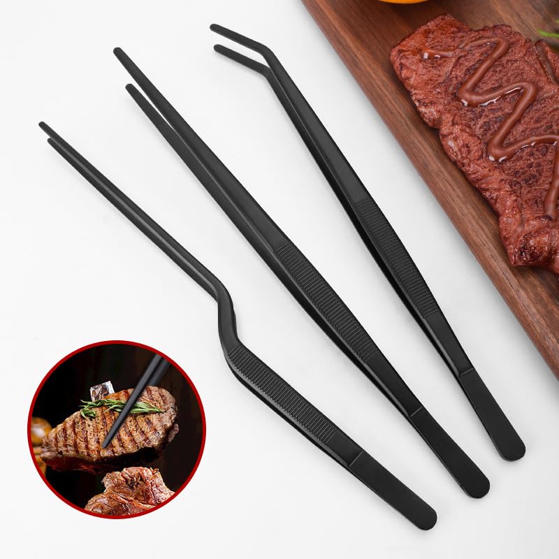 HASTHIP® 3 Pcs 12Inch Cooking Tweezers Tongs Precision Serrated Tips, Stainless Steel Professional Chef Tweezer Kitchen Tools HASTHIP® 3 Pcs 12Inch Cooking Tweezers Tongs Precision Serrated Tips, Stainless Steel Professional Chef Tweezer Kitchen Tools